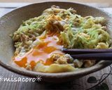 mめんつゆdeキャベツとひき肉卵とじ丼作り方8写真