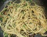 梅と塩昆布と春菊の和風パスタ作り方3写真