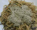 梅と塩昆布と春菊の和風パスタ作り方4写真