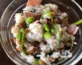 納豆とほうれん草のご飯（枝豆入り）作り方3写真