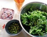 春菊とホタルイカのパスタ作り方1写真