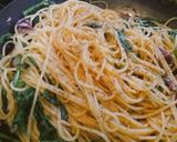 春菊とホタルイカのパスタ作り方8写真