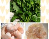 菜の花と海老のゴマ油炒めde免疫力アップ作り方1写真