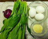 ほうれん草&赤玉ねぎ&巣ごもり玉子♪作り方1写真
