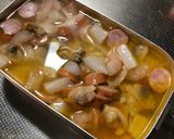 パエリア　メスティン自動炊飯　キャンプ飯作り方2写真