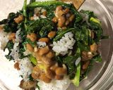 納豆と春菊の胡麻和えのご飯作り方3写真