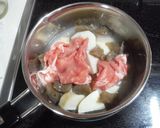 里芋こんにゃく豚こま肉のこくまろ煮作り方3写真
