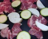 ズッキーニ豚肉エリンギ炒め、焼肉たれ添え作り方3写真