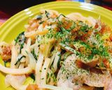 遅い夕食に！あげ玉と豚バラ肉の焼うどん作り方8写真