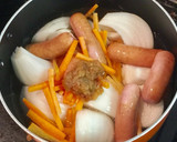 新玉ねぎとソーセージの梅肉煮作り方4写真