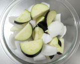 レンジ７分！新玉ねぎなすさば缶みそ煮込み作り方2写真