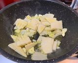新たけのことブロッコリーのペペロンチーノ作り方1写真