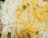 鶏肉とネギの焼きうどん●カルボナーラ風作り方3写真