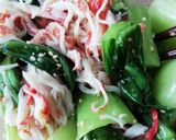 レンジで2分！青梗菜とカニカマの旨塩和え作り方3写真