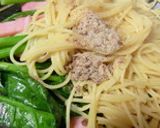 ほうれん草とベーコンのあごだし和風パスタ作り方4写真