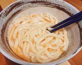 ズボラ飯☆超絶簡単『釜タマ明太うどん』作り方5写真
