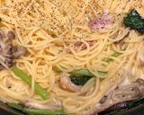 ベーコン、エビ、野菜の味噌クリームパスタ作り方5写真