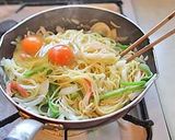 フライパンで和カルボナーラパスタランチ作り方4写真