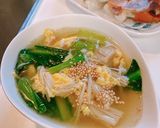 簡単！小松菜（水菜）とえのきの中華スープ作り方7写真