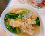 簡単！小松菜（水菜）とえのきの中華スープ作り方7写真
