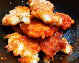 とりひき肉とカニカマのヤンニョムチキン作り方6写真