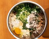 鶏ひき肉と江戸菜のフワフワつくね作り方2写真