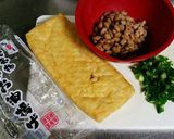 新潟名物*栃尾の油揚げで挟み納豆焼き*作り方1写真