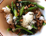 納豆とほうれん草の海苔ゴマご飯作り方4写真