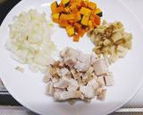 鶏ハムとかぼちゃのミルクリゾット作り方1写真