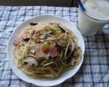 ベーコンとシイタケ入りペペロンチーノ♫作り方4写真