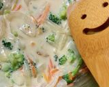 ♪鮭の野菜クリームソース 紙包み焼き♪作り方3写真