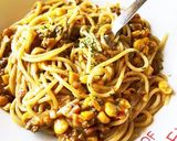残ったキーマカレーでチーズパスタ作り方4写真