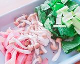 小松菜とベーコンの中華パスタ作り方1写真