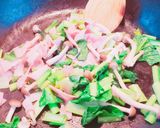 小松菜とベーコンの中華パスタ作り方2写真