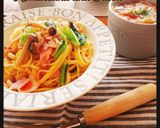 小松菜とベーコンの中華パスタ作り方6写真