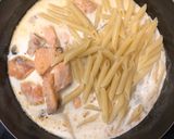 【簡単】鮭と水菜のレモンクリームペンネ作り方3写真