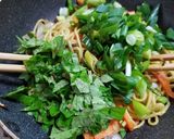 ミツバと野菜・ニンニクペーストの焼きソバ作り方9写真