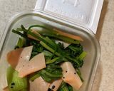 納豆と小松菜のカレー風味トースト作り方1写真
