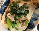 納豆と小松菜のカレー風味トースト作り方3写真