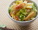 蒸し鶏のネギ塩ダレとキャベツ炊き込みご飯作り方8写真