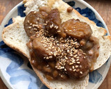 納豆とミートボールのトースト（照り焼き風作り方4写真