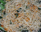 小松菜とネギとアサリととびこのパスタ作り方3写真