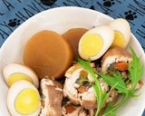 圧力鍋で味染み染み鶏胸肉三色巻と大根と卵作り方11写真