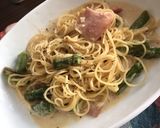 アスパラベーコンのめんつゆクリームパスタ作り方8写真