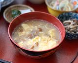フワフワ卵〜なめこのかき玉汁作り方7写真