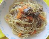 新玉ねぎとサバみそ煮缶の、おうちパスタ作り方6写真