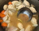 根菜ホクホク✿ごぼうと鶏団子のみそ汁作り方5写真