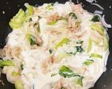 *旬の新玉ねぎと青梗菜で豆乳パスタ*作り方9写真