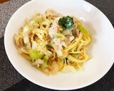 *旬の新玉ねぎと青梗菜で豆乳パスタ*作り方11写真