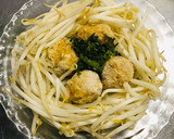 冷凍つくね団子とモヤシ 簡単レンジ蒸し作り方2写真
